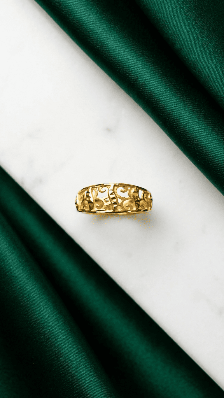 Gold Ornate Filigree Band Ring for Women