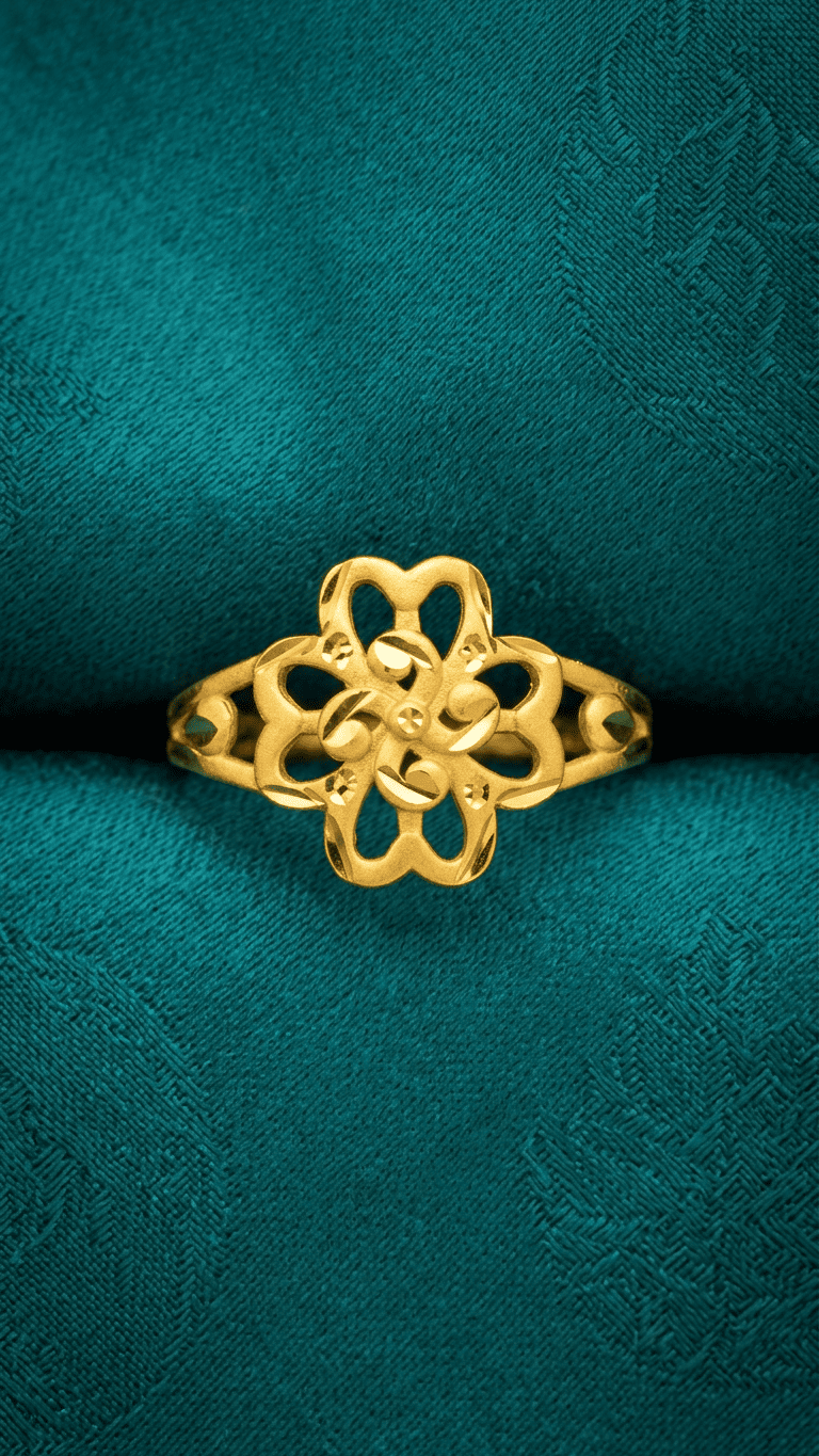 Gold Floral Filigree Statement Ring for Women