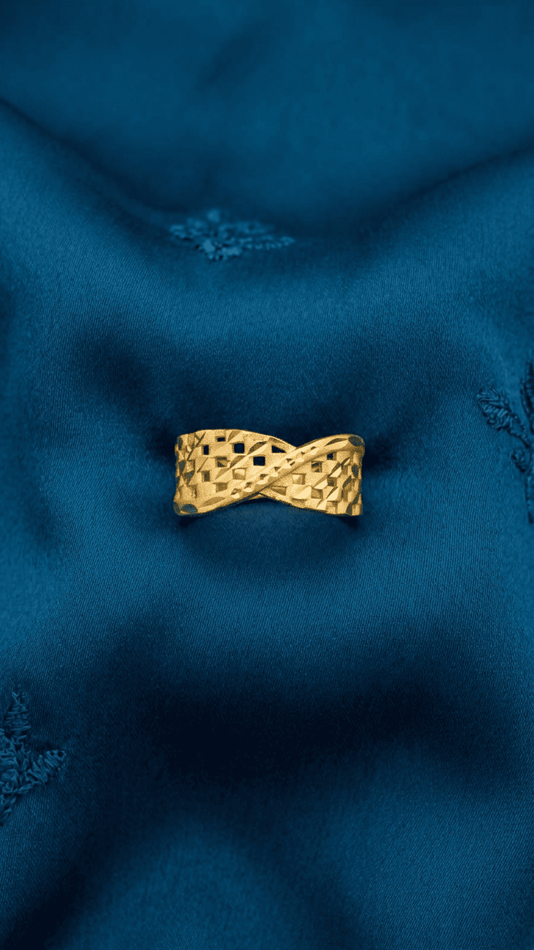 Gold Woven Wave Statement Band Ring